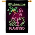 Patio Trasero Welcome Neon Flamingo Summertime Tropical 28 x 40 in. Double-Sided Vertical House Flags PA4075108